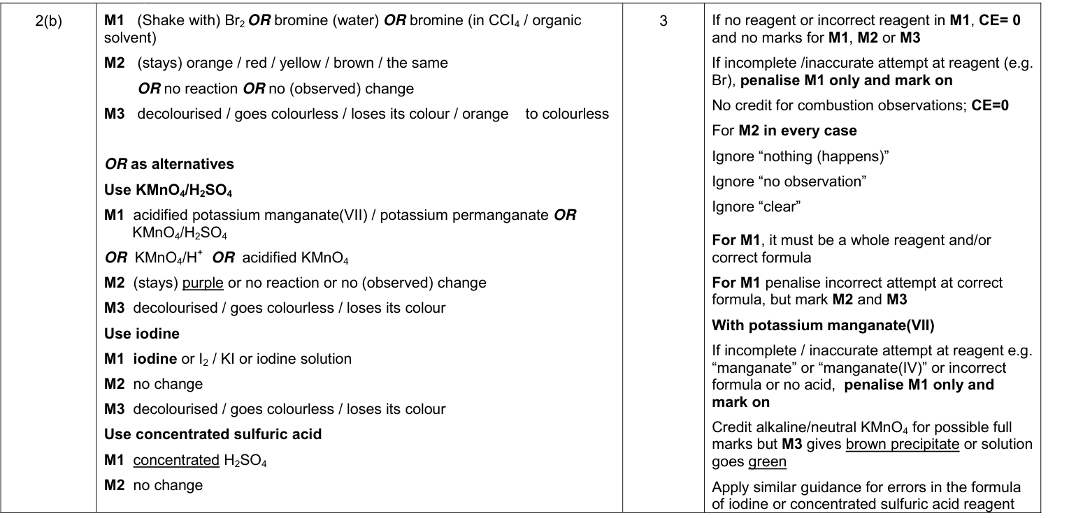 Mark scheme for 2015 As Unit 2 Q2(b) (3 marks)