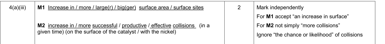 Mark scheme for 2015 As Unit 2 Q4(a)(iii) (2 marks)