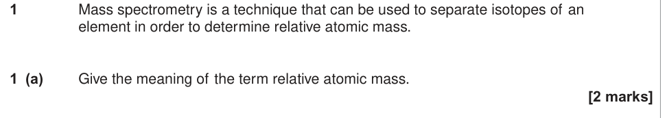 Question from 2016 As Unit 1 Q1(a) (2 marks)