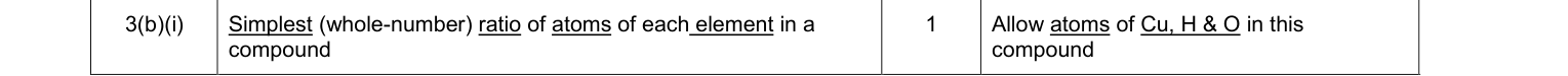 Mark scheme for 2016 As Unit 1 Q3(b)(i) (1 marks)