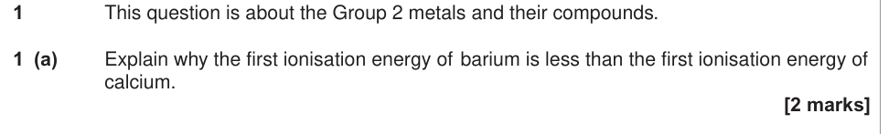 Question from 2016 As Unit 2 Q1(a) (2 marks)