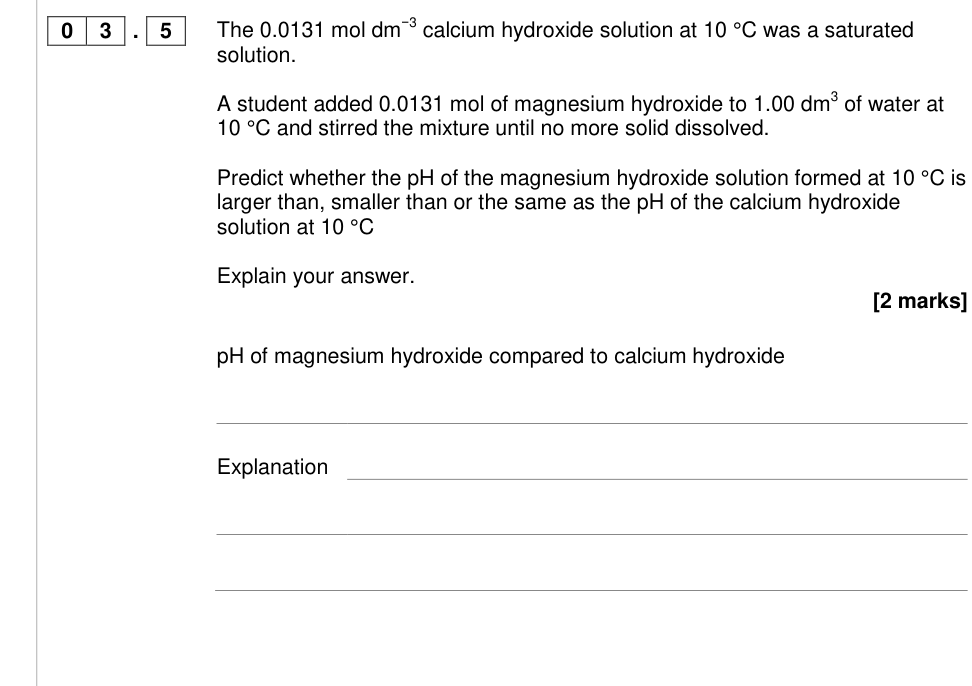 Question from 2017 A-Level Paper 1 Q3.5 (2 marks)