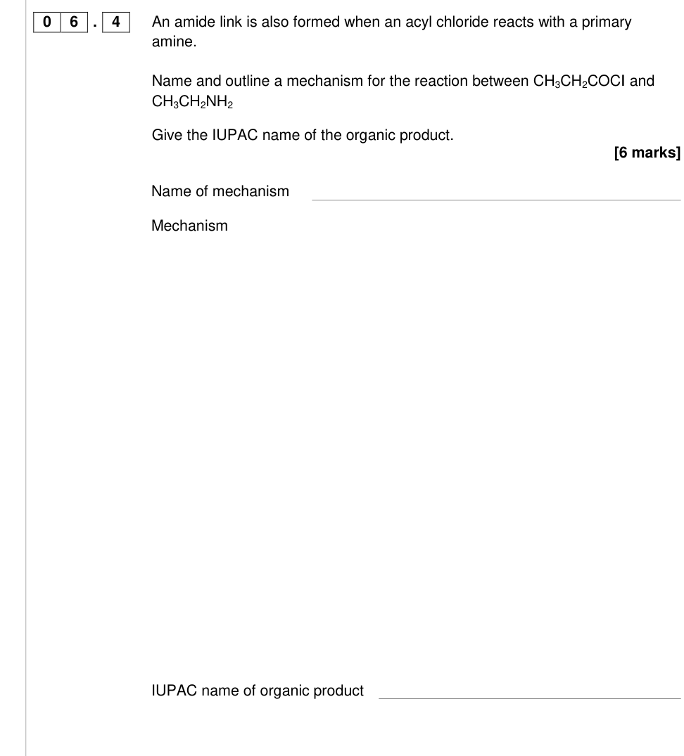 Question from 2017 A-Level Paper 2 Q6.4 (6 marks)