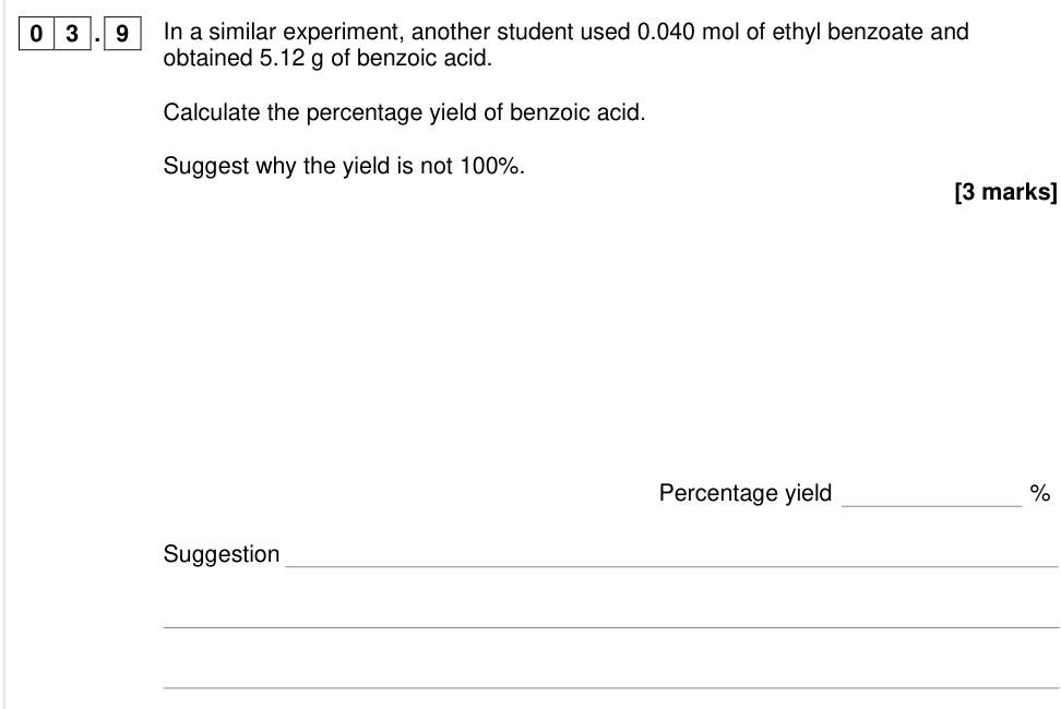 Question from 2017 A-Level Paper 3 Q3.9 (3 marks)