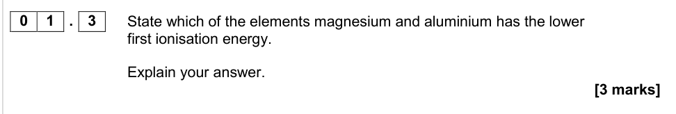 Question from 2017 As Paper 1 Q1.3 (3 marks)