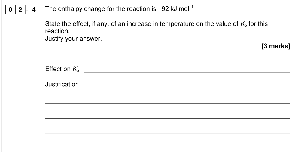 Question from 2018 A-Level Paper 1 Q2.4 (3 marks)