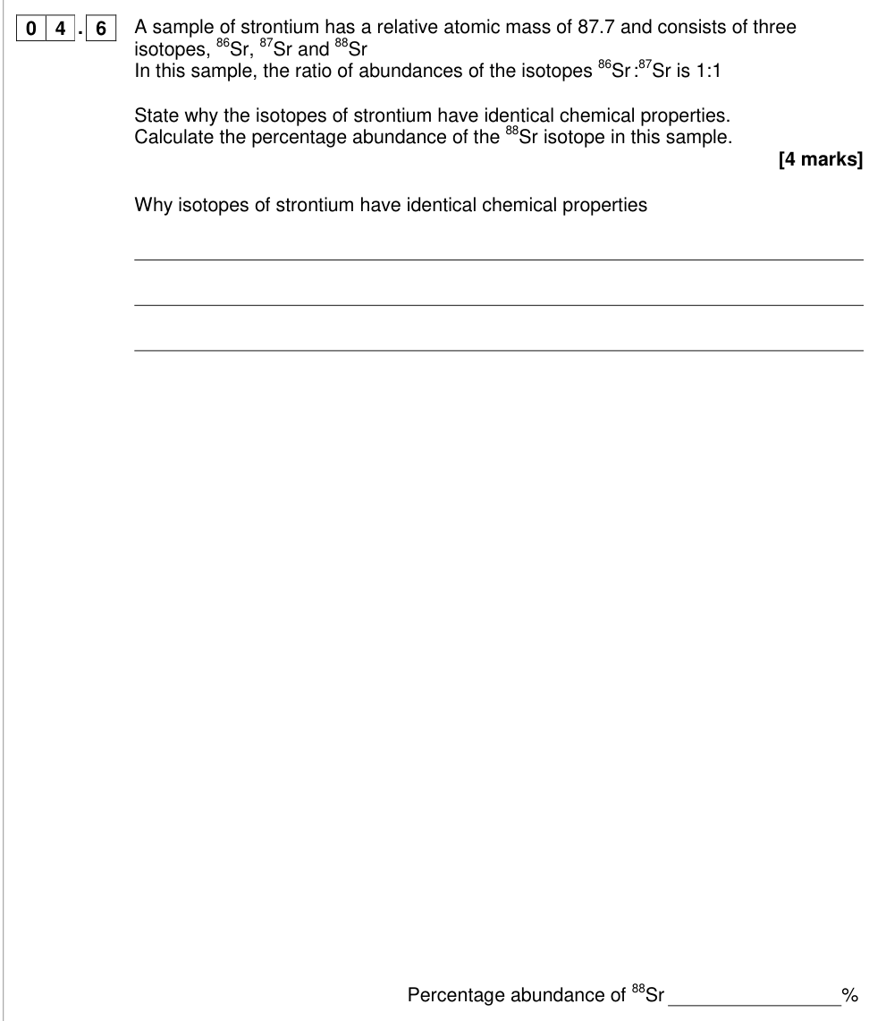 Question from 2018 A-Level Paper 1 Q4.6 (4 marks)