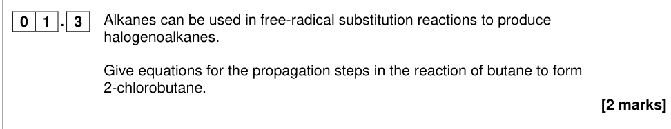 Question from 2018 A-Level Paper 2 Q1.3 (2 marks)