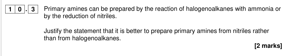 Question from 2018 A-Level Paper 2 Q10.3 (2 marks)