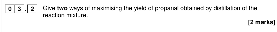 Question from 2018 A-Level Paper 2 Q3.2 (2 marks)