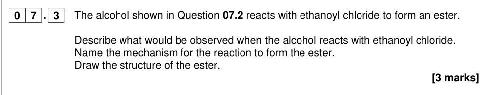 Question from 2018 A-Level Paper 2 Q7.3 (3 marks)