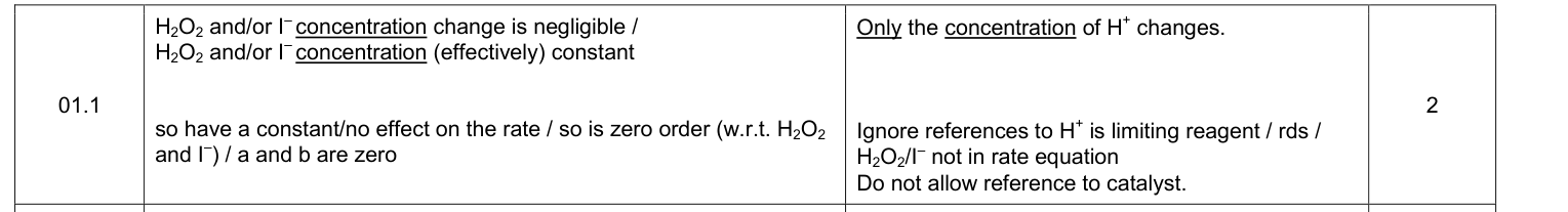 Mark scheme for 2018 A-Level Paper 3 Q1.1 (2 marks)