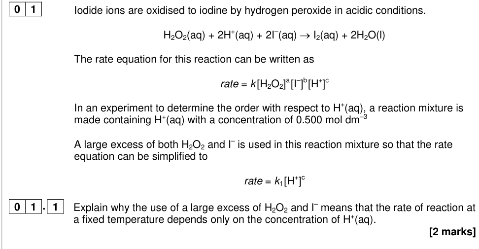 Question from 2018 A-Level Paper 3 Q1.1 (2 marks)
