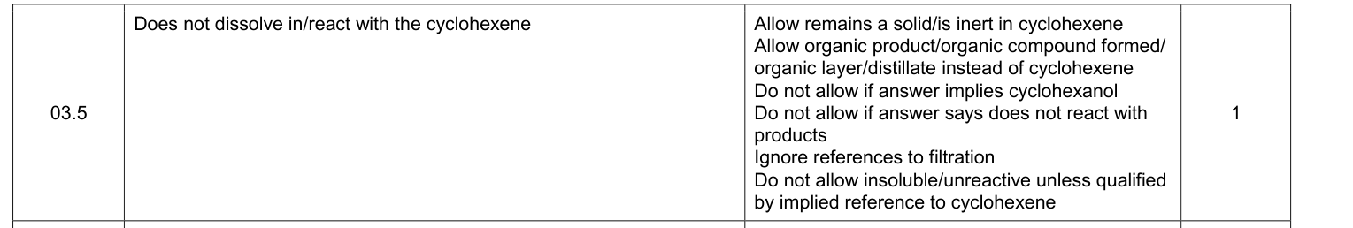 Mark scheme for 2018 A-Level Paper 3 Q3.5 (1 marks)