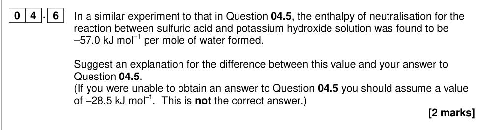 Question from 2018 A-Level Paper 3 Q4.6 (2 marks)