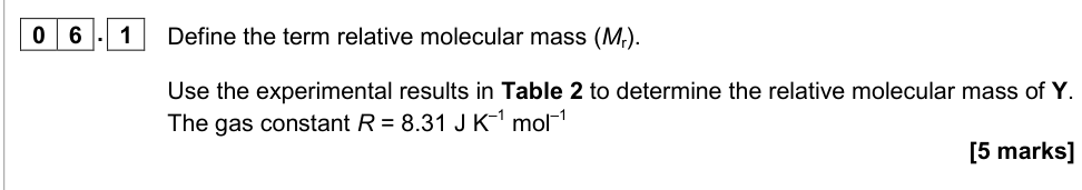 Question from 2018 As Paper 1 Q6.1 (5 marks)