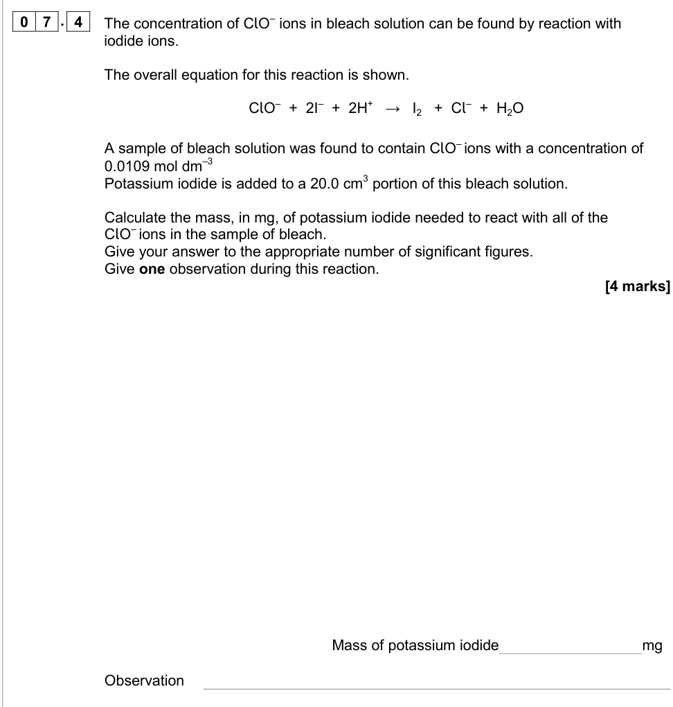 Question from 2018 As Paper 1 Q7.4 (4 marks)