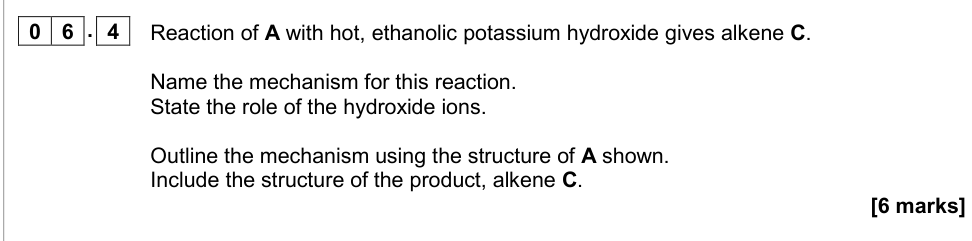 Question from 2018 As Paper 2 Q6.4 (6 marks)