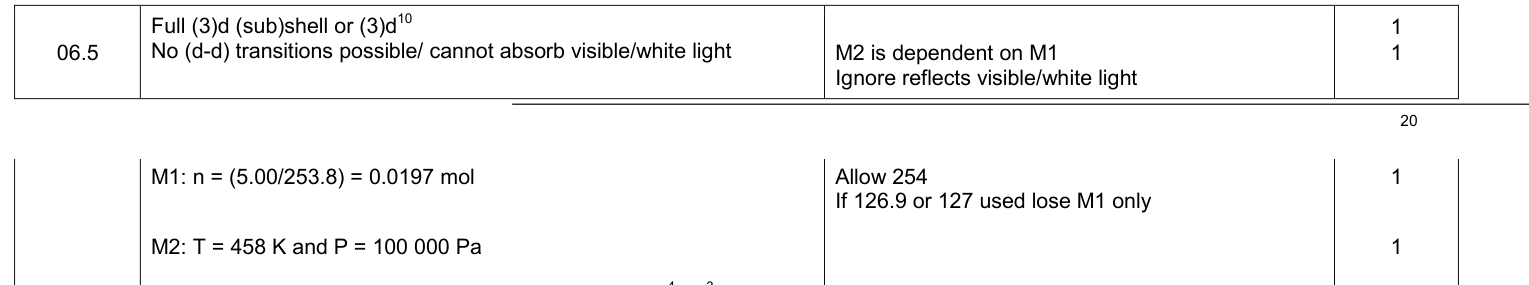 Mark scheme for 2019 A-Level Paper 1 Q06.5 (2 marks)
