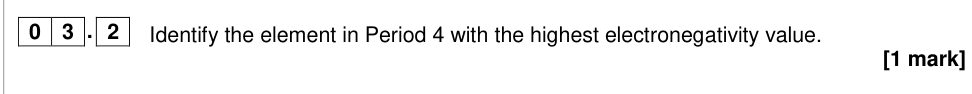 Question from 2019 A-Level Paper 1 Q3.2 (1 marks)