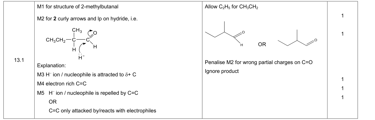 Mark scheme for 2019 A-Level Paper 2 Q13.1 (5 marks)