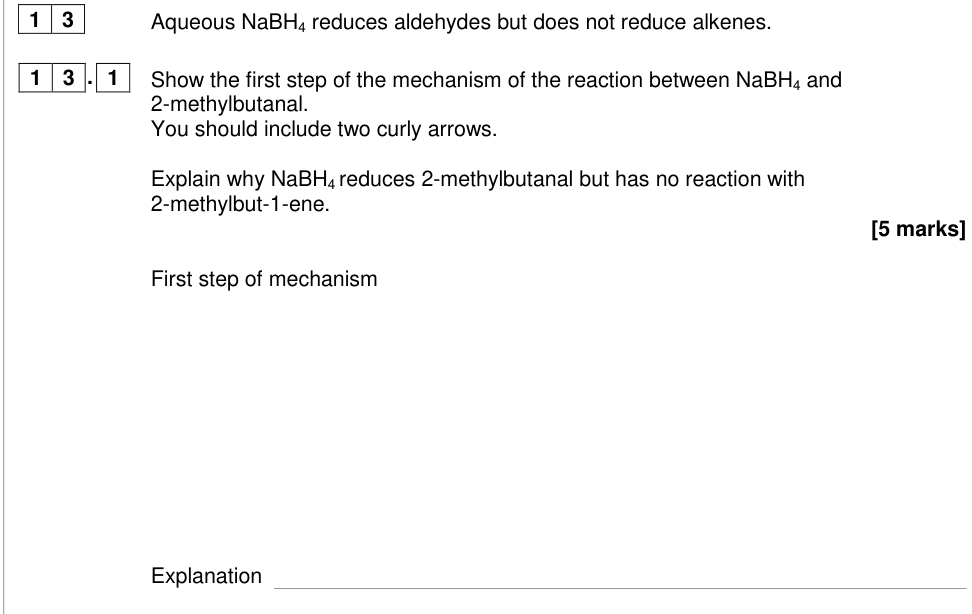 Question from 2019 A-Level Paper 2 Q13.1 (5 marks)