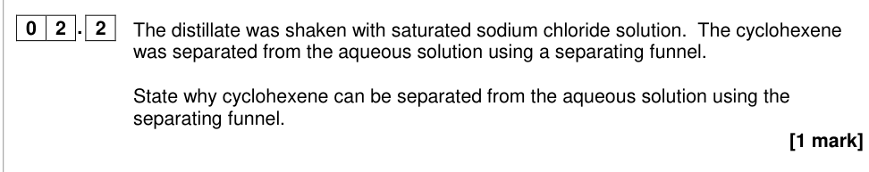 Question from 2019 A-Level Paper 2 Q2.2 (1 marks)