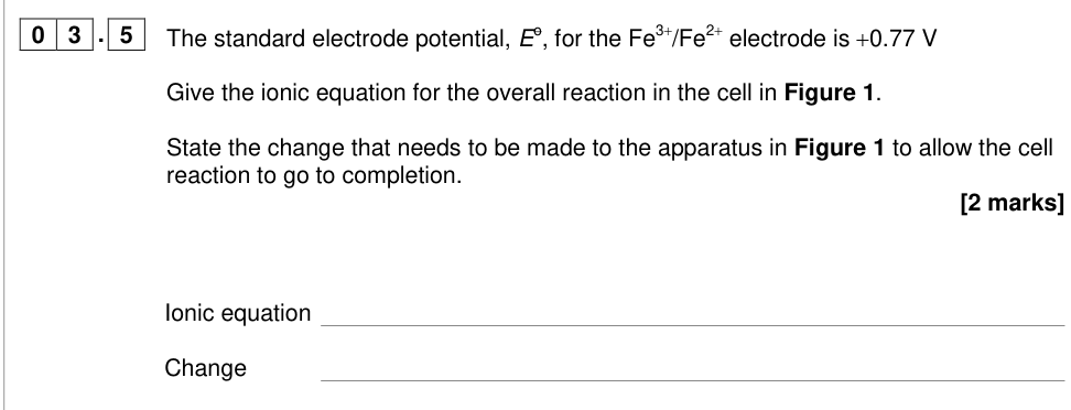 Question from 2019 A-Level Paper 3 Q3.5 (2 marks)