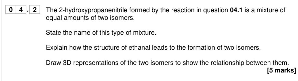 Question from 2019 A-Level Paper 3 Q4.2 (5 marks)