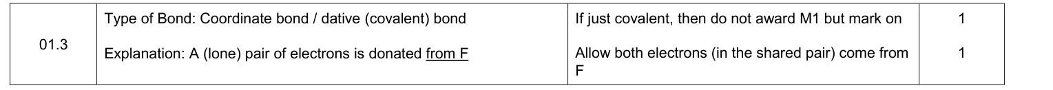 Mark scheme for 2019 As Paper 1 Q1.3 (2 marks)