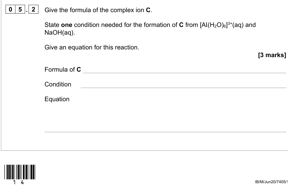 Question from 2020 A-Level Paper 1 Q5.2 (3 marks)