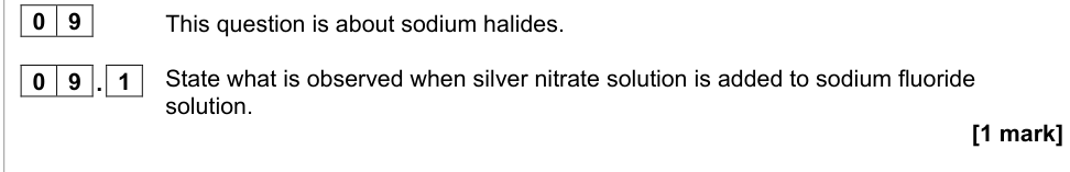 Question from 2020 A-Level Paper 1 Q9.1 (1 marks)