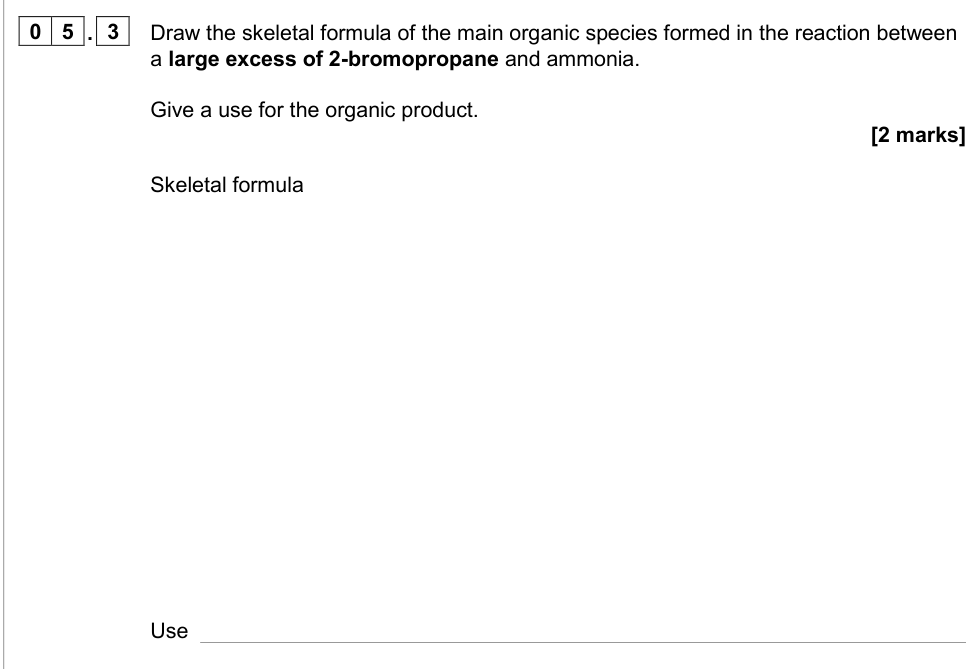 Question from 2020 A-Level Paper 2 Q5.3 (2 marks)