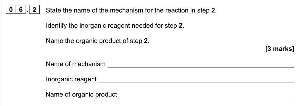 Question from 2020 A-Level Paper 2 Q6.2 (3 marks)