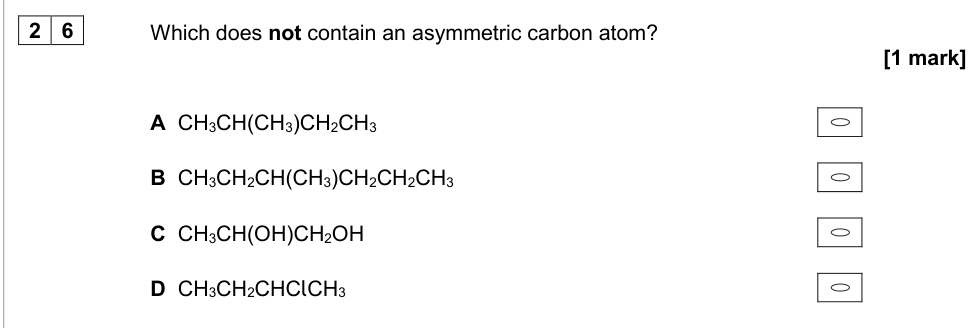 Question from 2020 A-Level Paper 3 Q26 (1 marks)