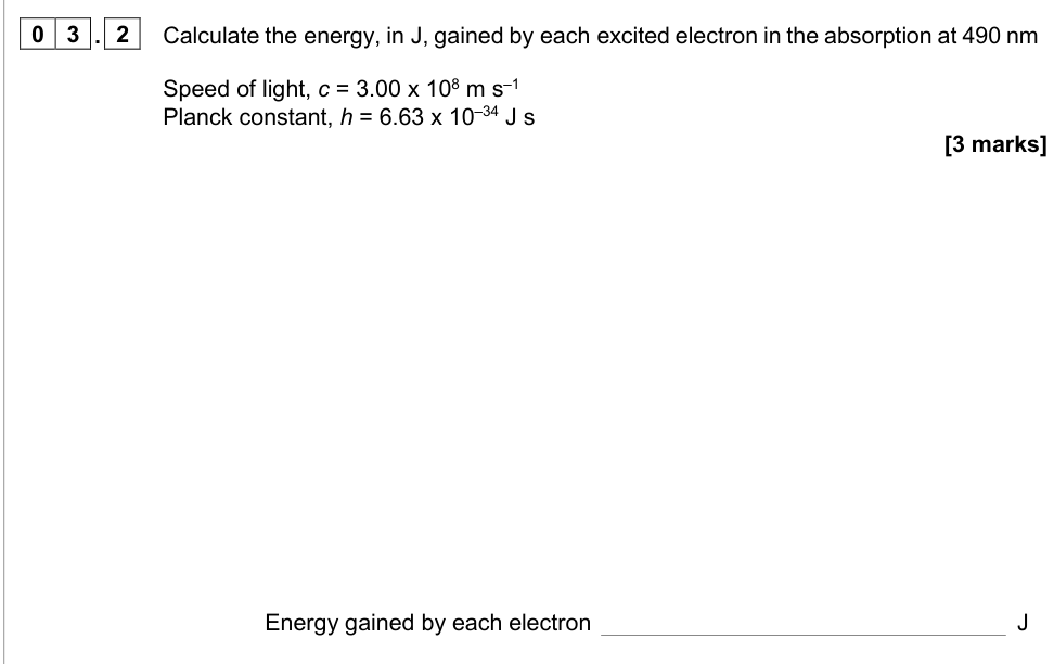 Question from 2020 A-Level Paper 3 Q3.2 (3 marks)