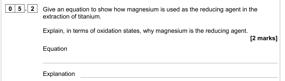 Question from 2020 As Paper 1 Q5.2 (2 marks)