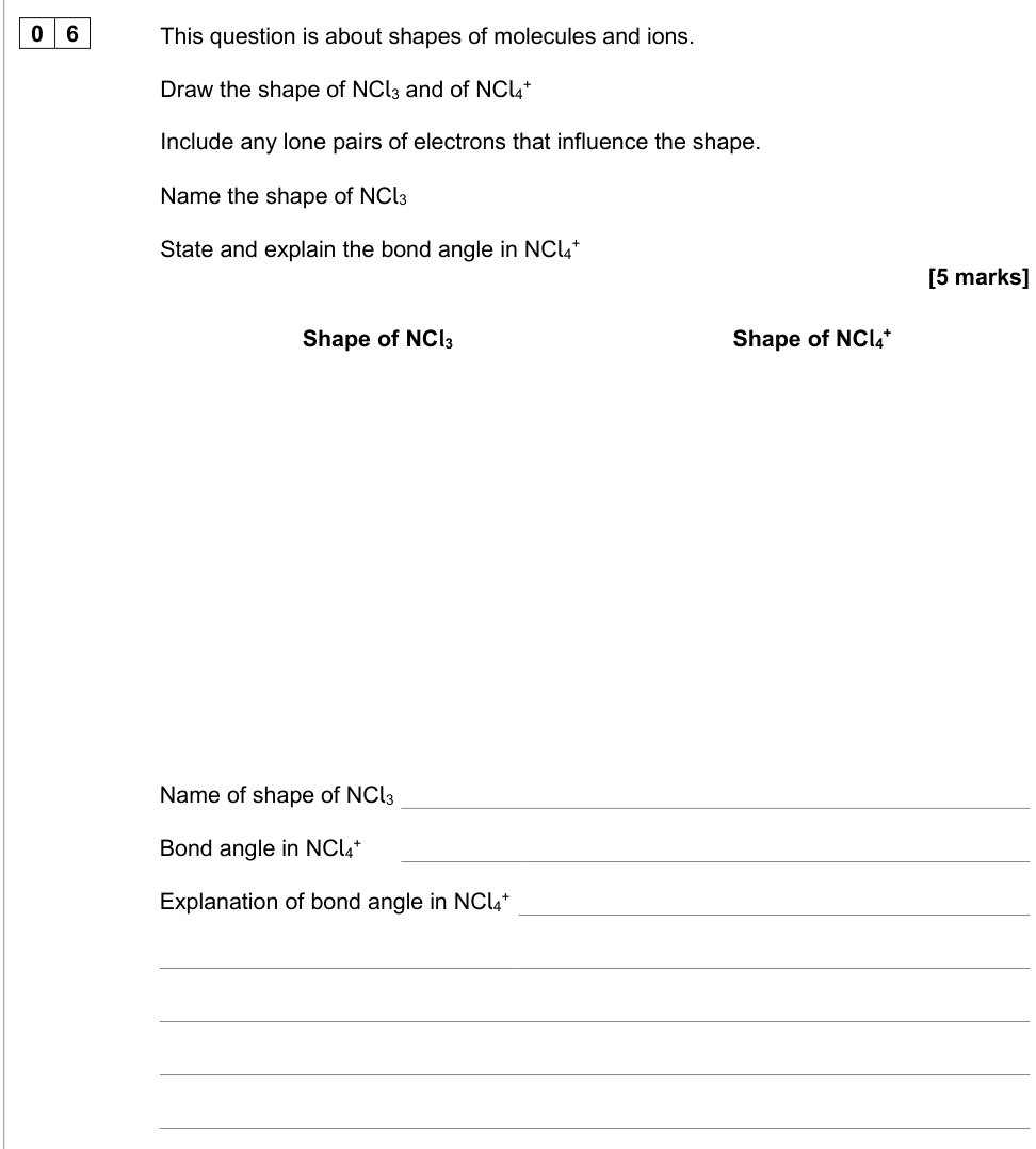 Question from 2020 As Paper 1 Q6 (5 marks)
