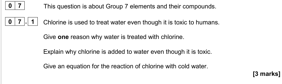 Question from 2020 As Paper 1 Q7.1 (3 marks)