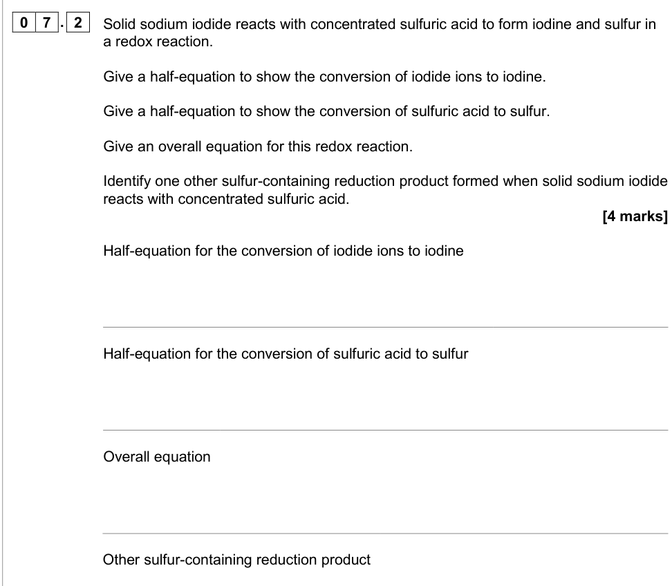 Question from 2020 As Paper 1 Q7.2 (4 marks)
