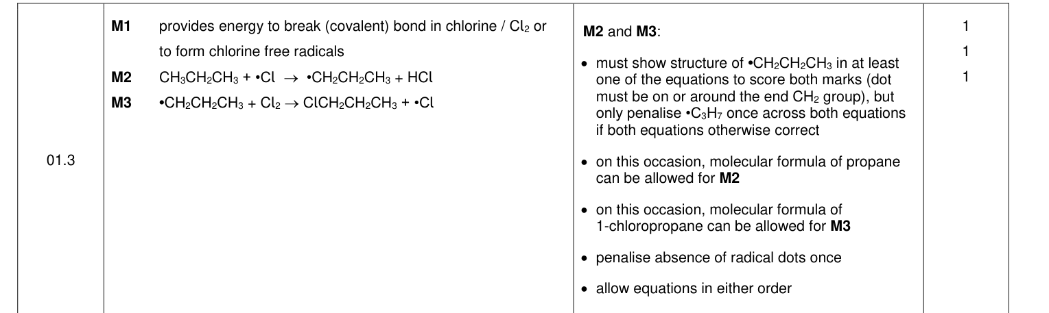 Mark scheme for 2020 As Paper 2 Q1.3 (3 marks)