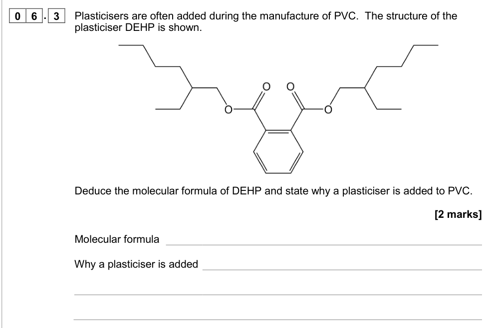 Question from 2020 As Paper 2 Q6.3 (2 marks)