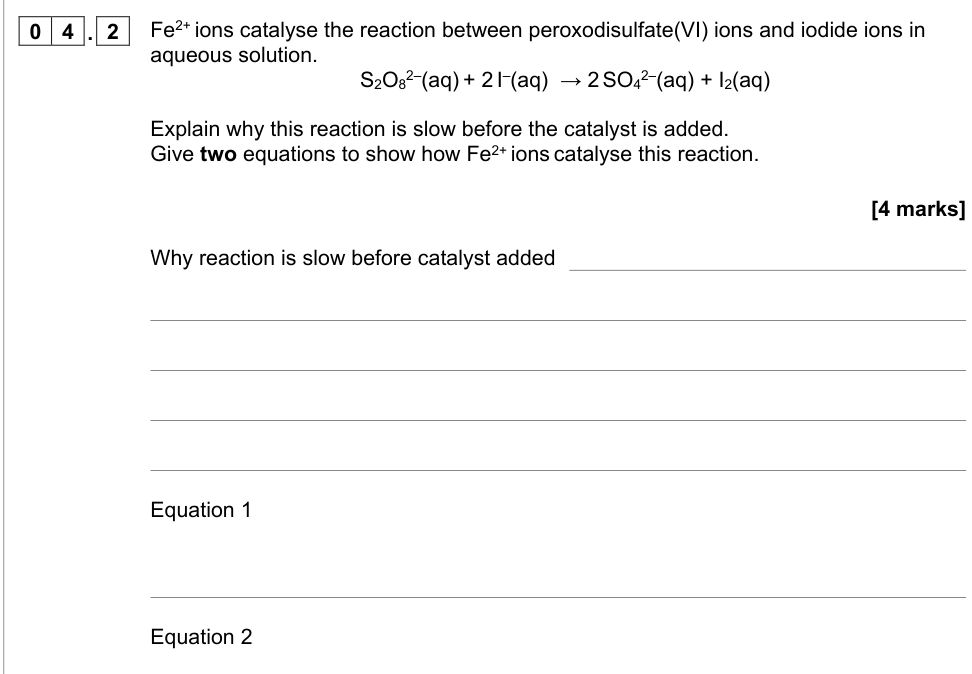 Question from 2021 A-Level Paper 1 Q4.2 (4 marks)