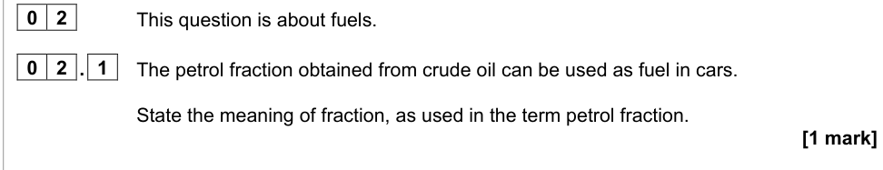 Question from 2021 A-Level Paper 2 Q2.1 (1 marks)