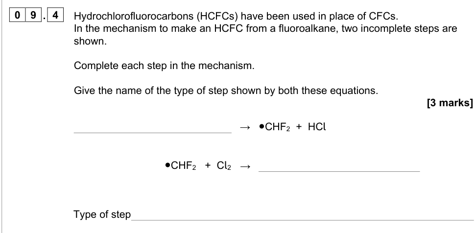 Question from 2021 A-Level Paper 2 Q9.4 (3 marks)