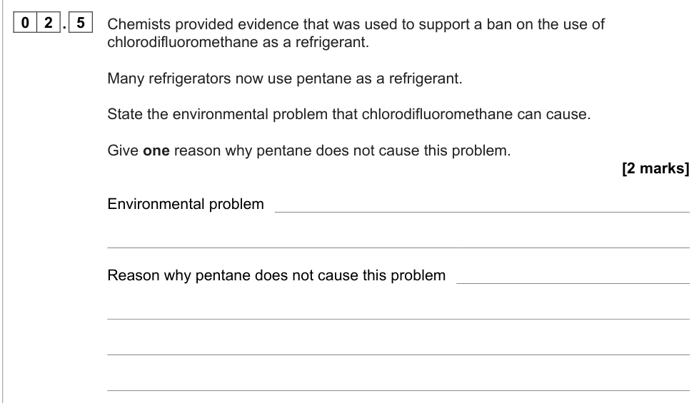 Question from 2022 A-Level Paper 2 Q2.5 (2 marks)