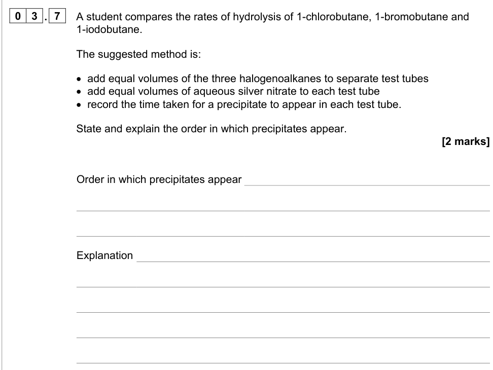 Question from 2022 A-Level Paper 3 Q3.7 (2 marks)