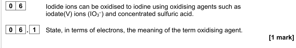 Question from 2022 As Paper 1 Q6.1 (1 marks)
