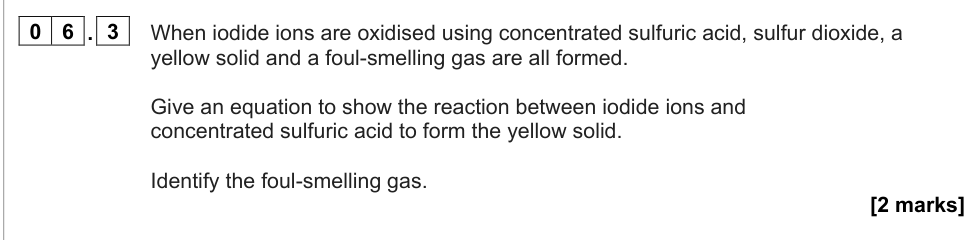 Question from 2022 As Paper 1 Q6.3 (2 marks)