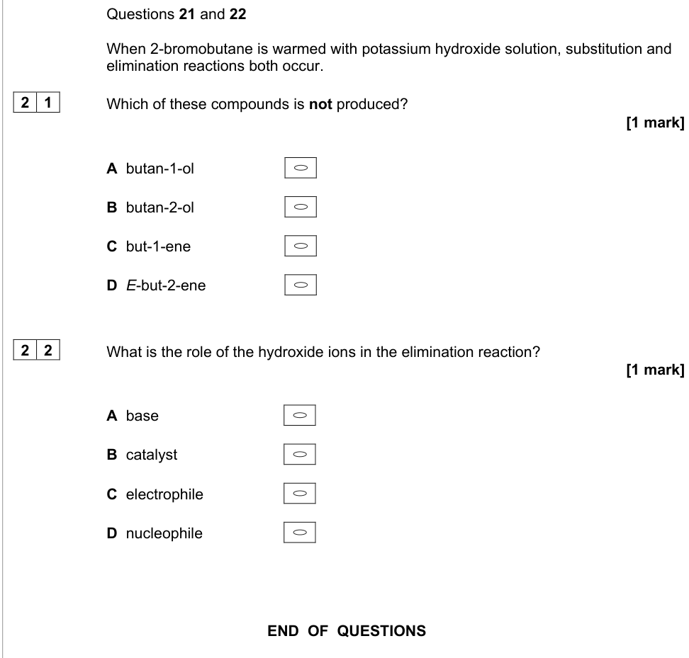 Question from 2022 As Paper 2 Q22 (1 marks)